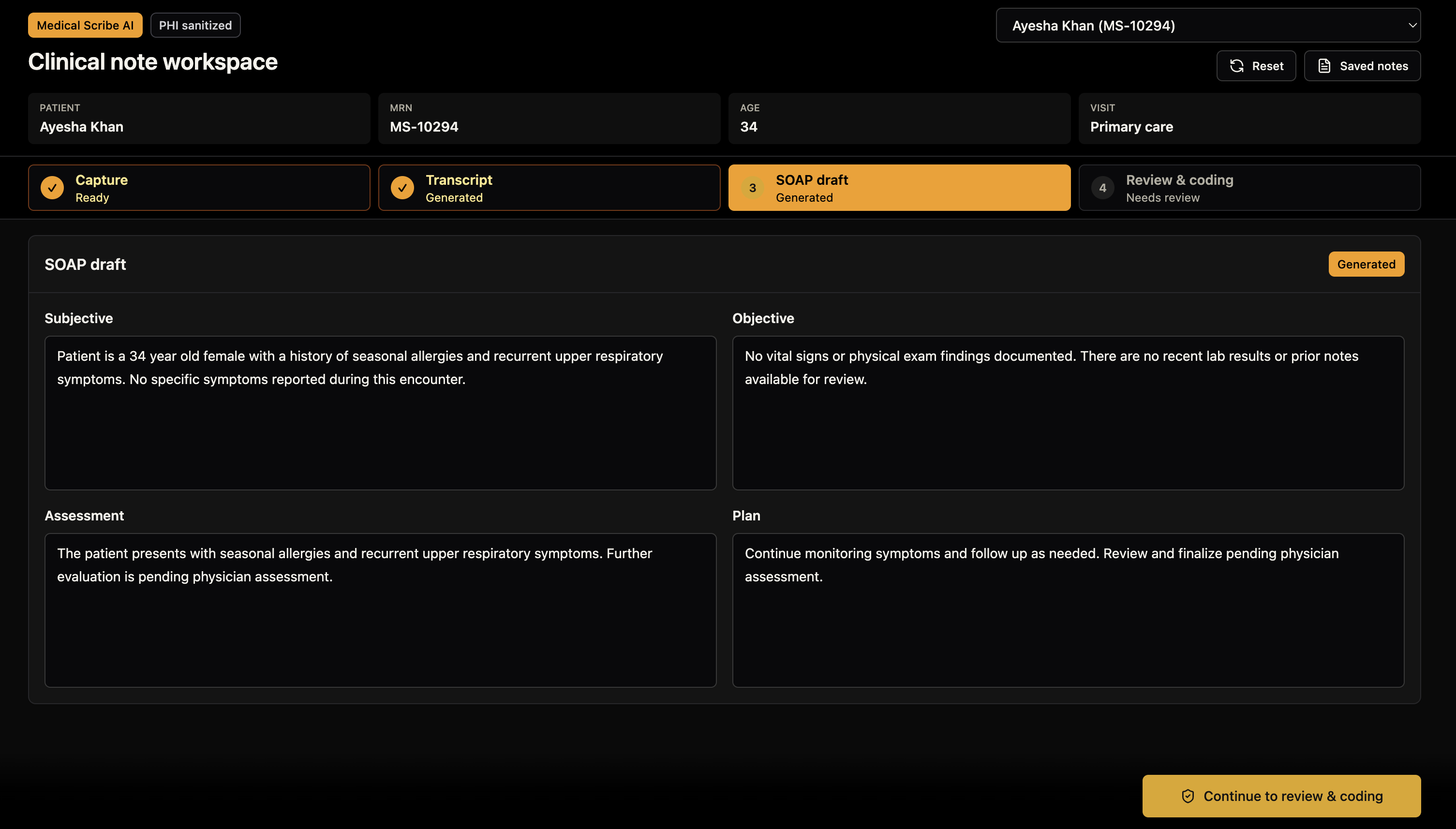 Mediscribe AI project screenshot